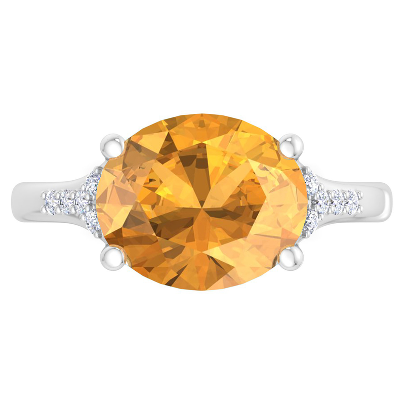 Martha Stewart 4 1/2ctw. Oval Citrine & Lab Grown Diamond Ring In Sterling Silver image number null